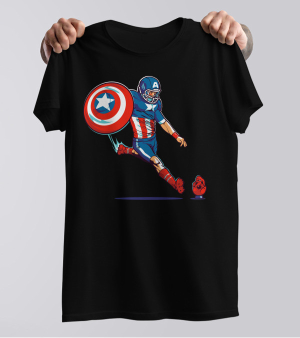 Captain America Football Kickoff Heroic Play T-Shirt