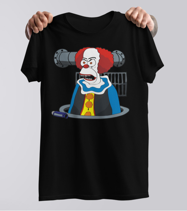 Krustywise The Clown Pennywise Mashup Sewer Cartoon Character T-Shirt