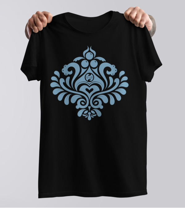Labyrinth Damask Blue Floral Ornamental T-Shirt
