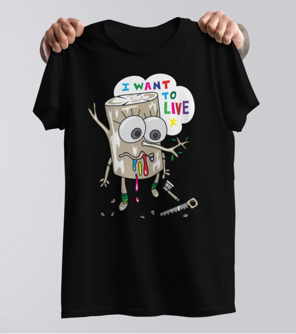 I Want To Live Leaf Cartoon T-Shirt