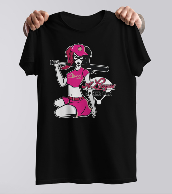 Peach A League Of Her Own Baseball Girl T-Shirt