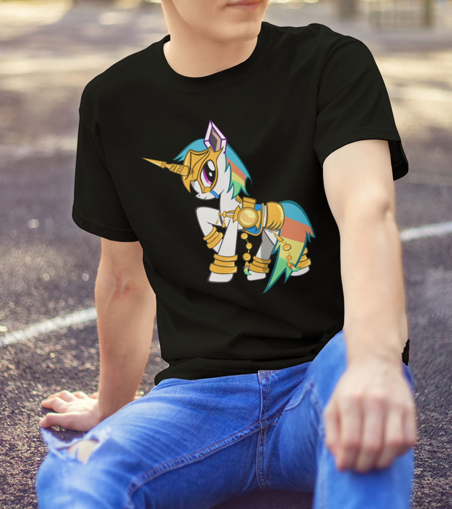 Robotic Baby Unicorn Gold Armor Rainbow Mane T-Shirt