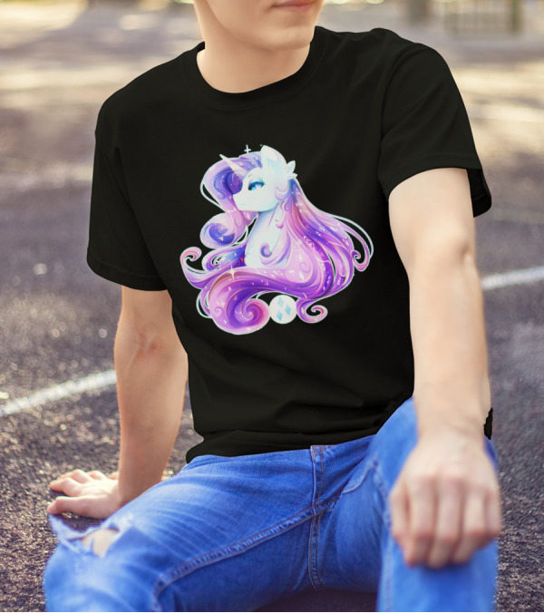 Shining Beautiful Unicorn With Colorful Flowing Mane And Sparkling Accents T-Shirt