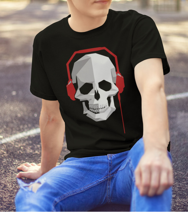 Skull With Red Headphones T-Shirt