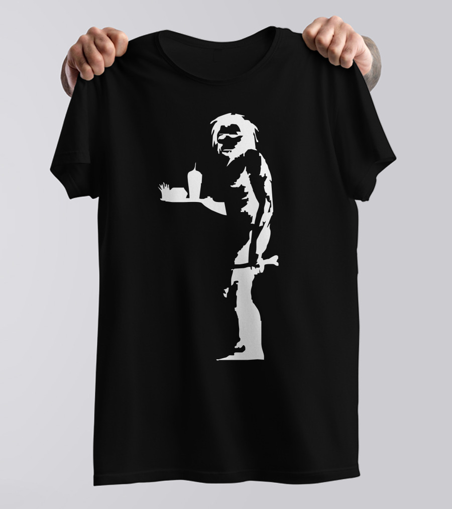 Stabilitees Banksy Graffiti Caveman With Junk Food Stencil T-Shirt