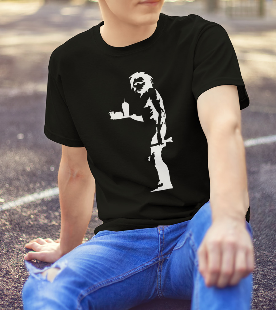 Stabilitees Banksy Graffiti Caveman With Junk Food Stencil T-Shirt