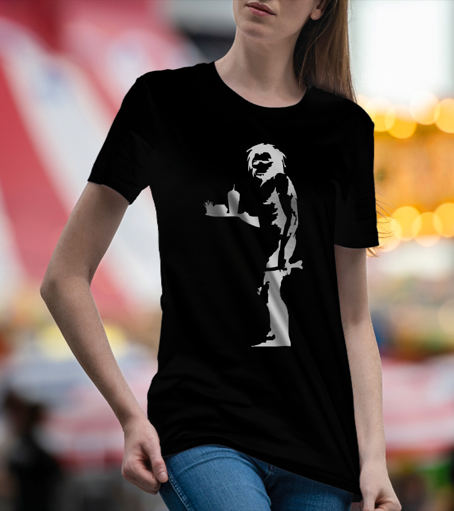 Stabilitees Banksy Graffiti Caveman With Junk Food Stencil T-Shirt