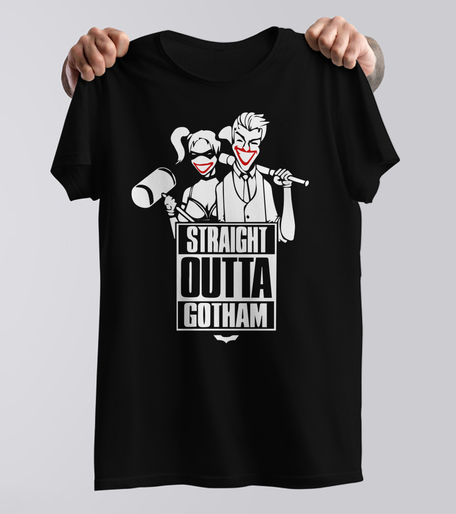 Straight Outta Gotham Joker Harley Quinn Bat T-Shirt