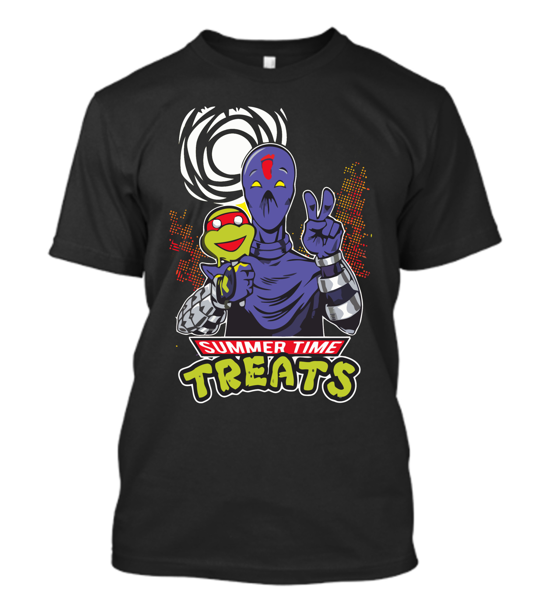 Summer Time Treats Robot And Puppet Peace Sign T-Shirt