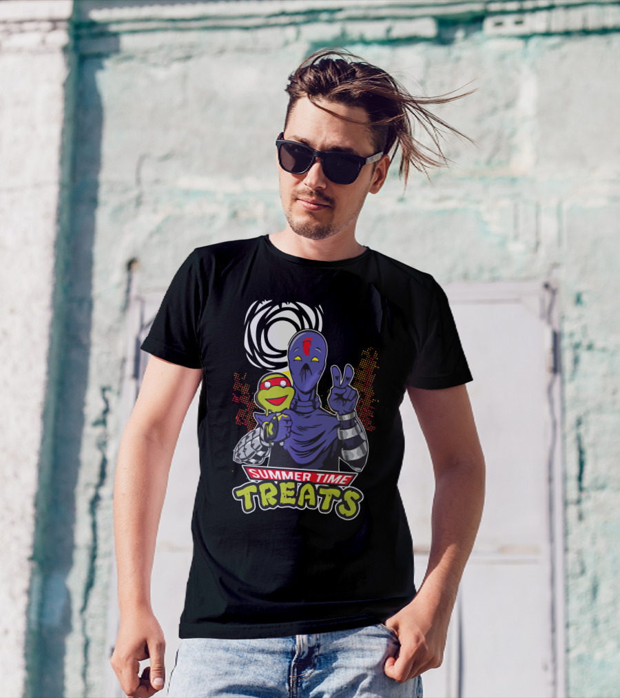 Summer Time Treats Robot And Puppet Peace Sign T-Shirt