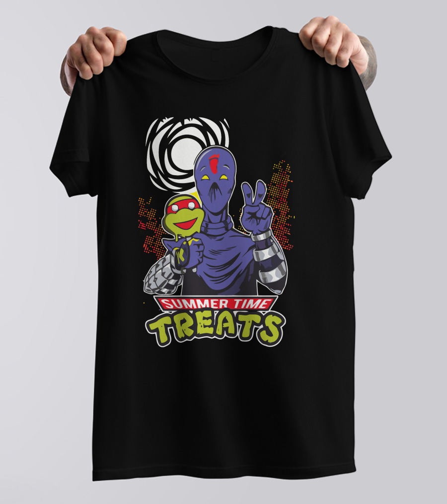Summer Time Treats Robot And Puppet Peace Sign T-Shirt