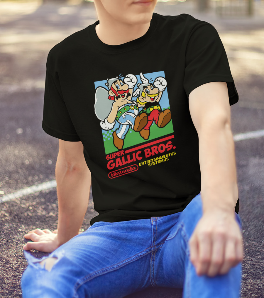 Super Gallic Bros Nintendo Entertainmentus Systemus T-Shirt