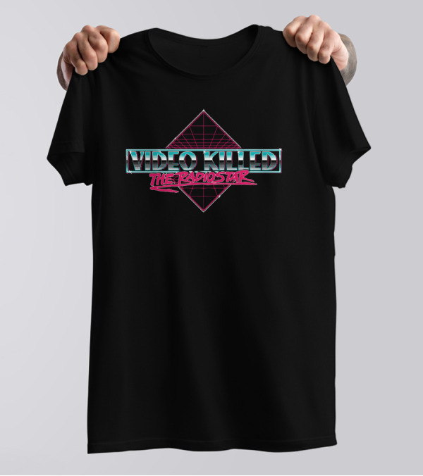 Video Killed The Radio Star Retro 80s Style Neon Text T-Shirt