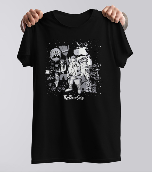 The Force Side Star Wars Parody With Cartoon Characters And Space Elements T-Shirt