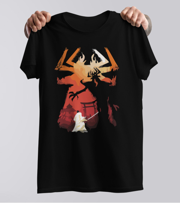 Samurai Showdown Against Fiery Demon T-Shirt
