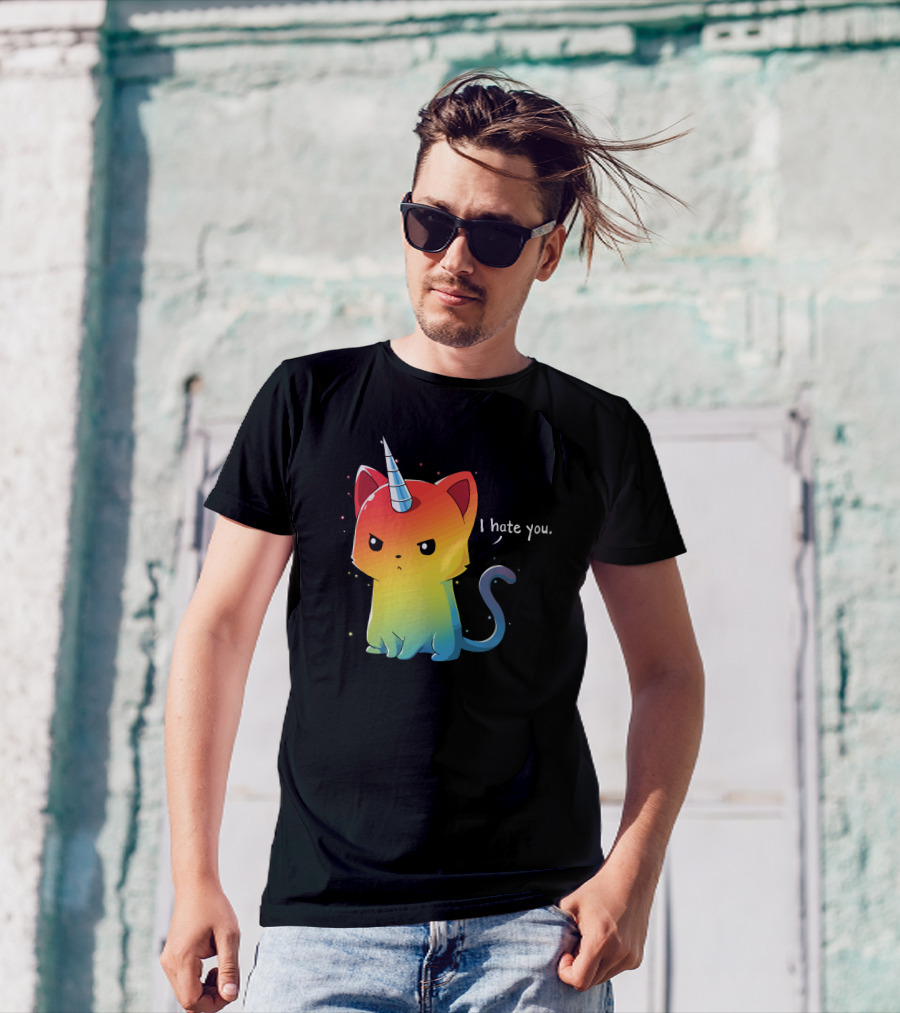 I Hate You Rainbow Unicorn Cat Kittencorn T-Shirt