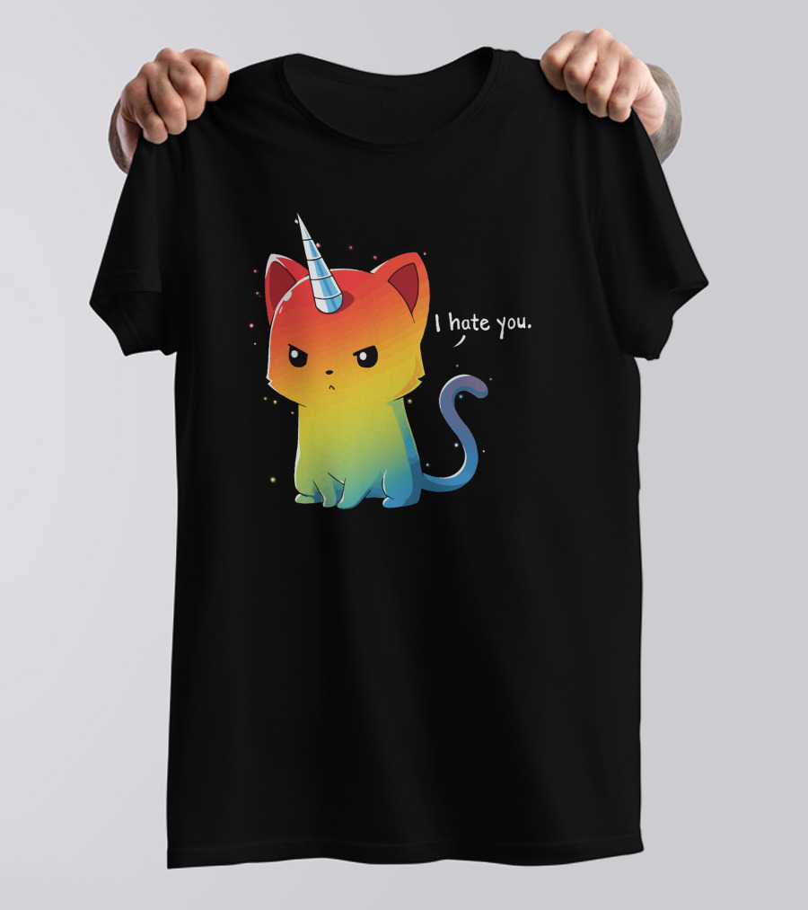 I Hate You Rainbow Unicorn Cat Kittencorn T-Shirt