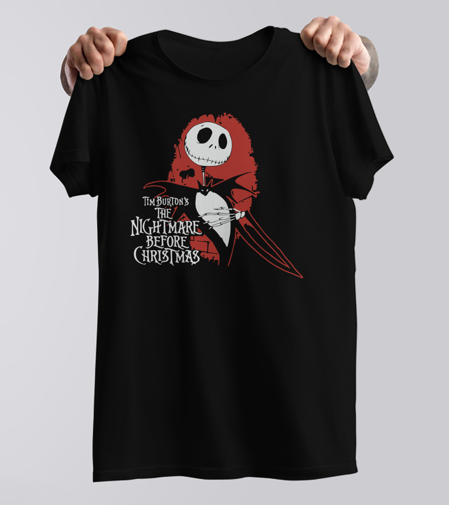 Tim Burton's The Nightmare Before Christmas Dark Love Jack Skellington Red Heart T-Shirt