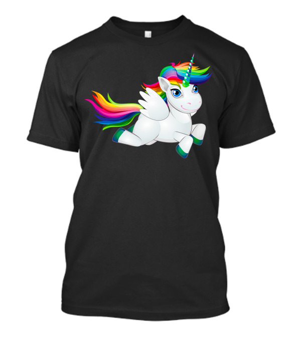 The Unicorn Rainbow Mane And Tail Cartoon Pegasus T-Shirt