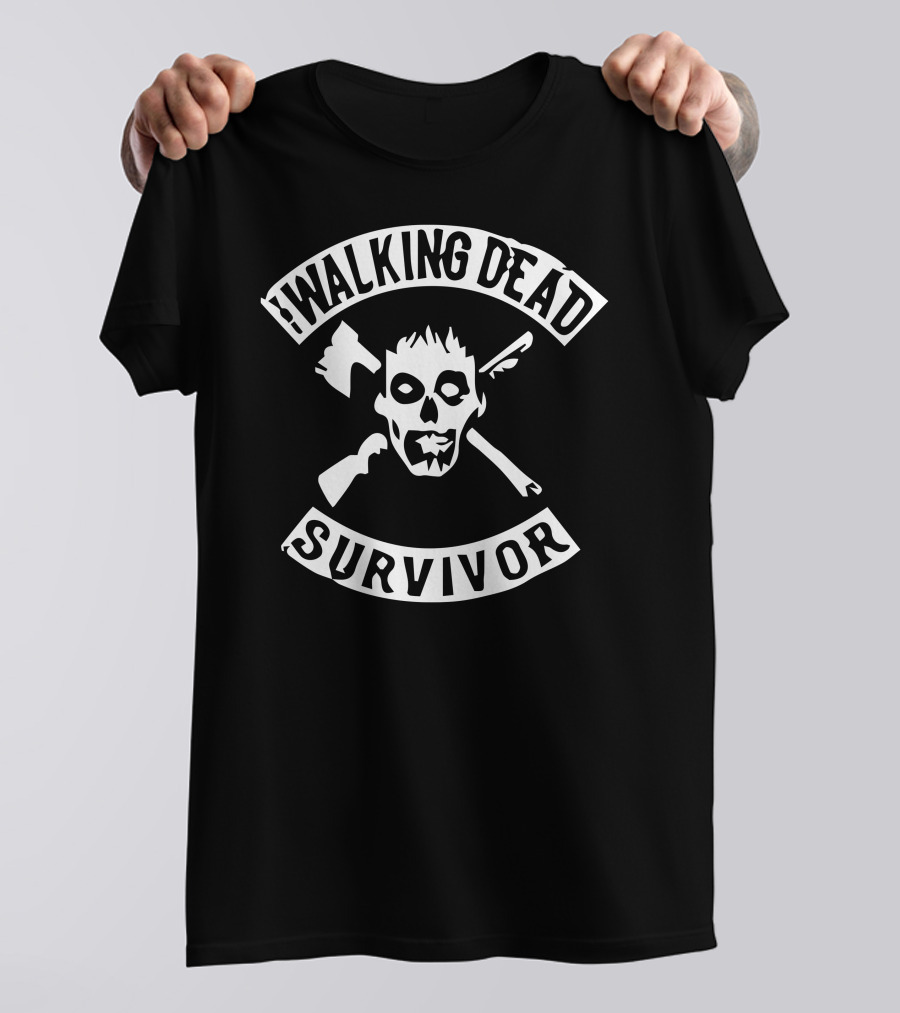 Walking Dead Survivor Skull Axe Rifle T-Shirt
