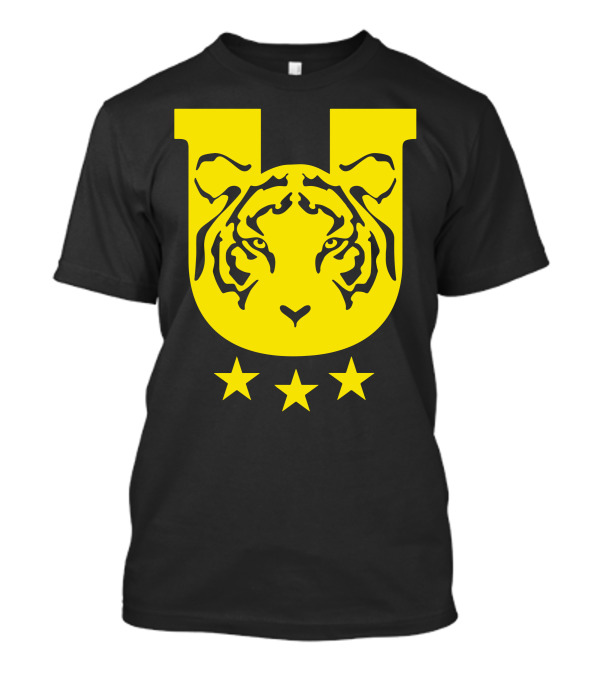 Tigres De Monterrey Yellow U Logo With Tiger Face And Three Stars T-Shirt