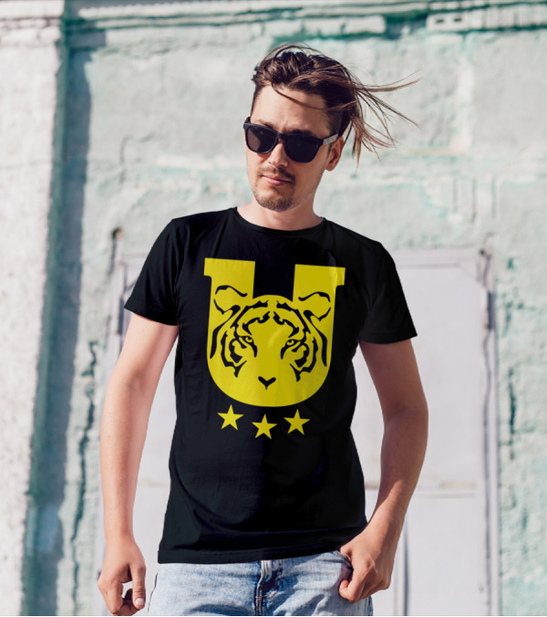Tigres De Monterrey Yellow U Logo With Tiger Face And Three Stars T-Shirt