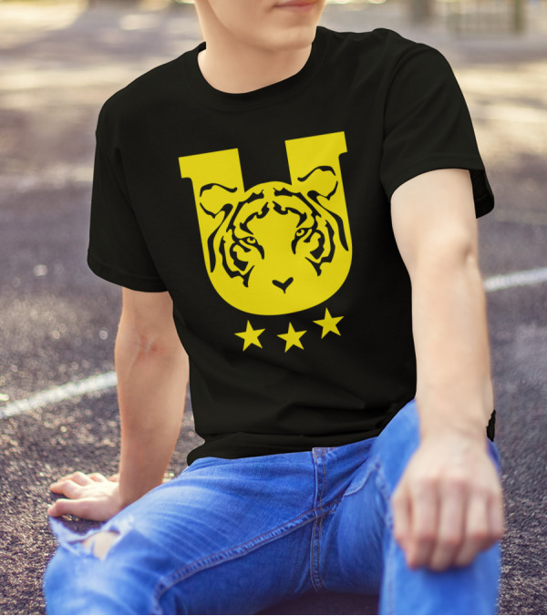 Tigres De Monterrey Yellow U Logo With Tiger Face And Three Stars T-Shirt
