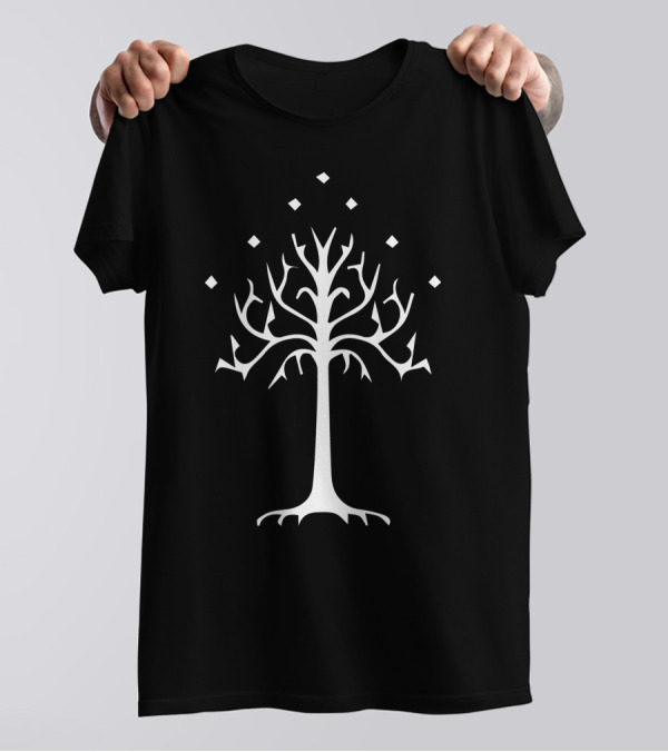 White Tree Of Gondor Icon With Stars T-Shirt