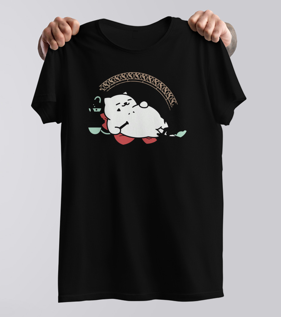 Tubbs The Hutt Cat Sitting On Throne With Arched Background And Hookah T-Shirt