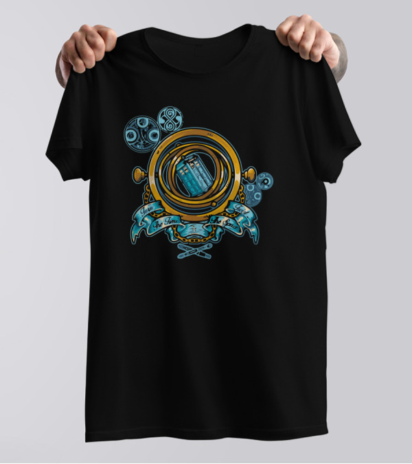 Turn The Time Twist The Space TARDIS Porthole Steampunk T-Shirt