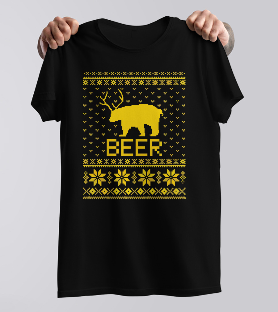 UglyParty Beer Bear Antlers Knit T-Shirt