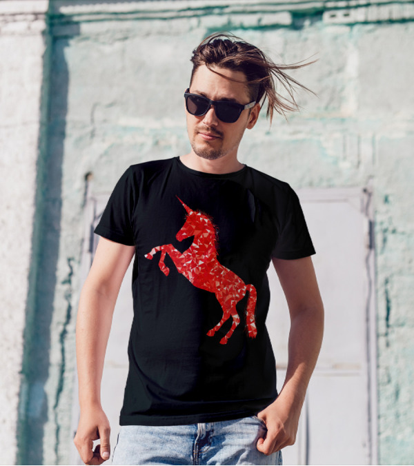 Unicorn Red Geometric T-Shirt