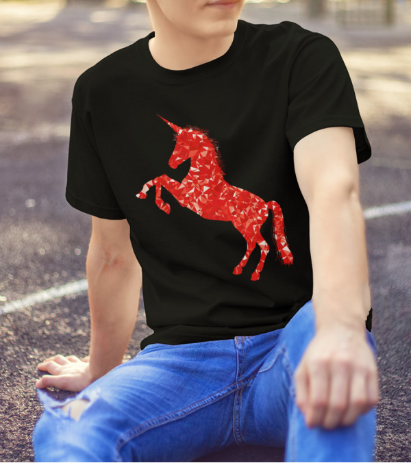 Unicorn Red Geometric T-Shirt