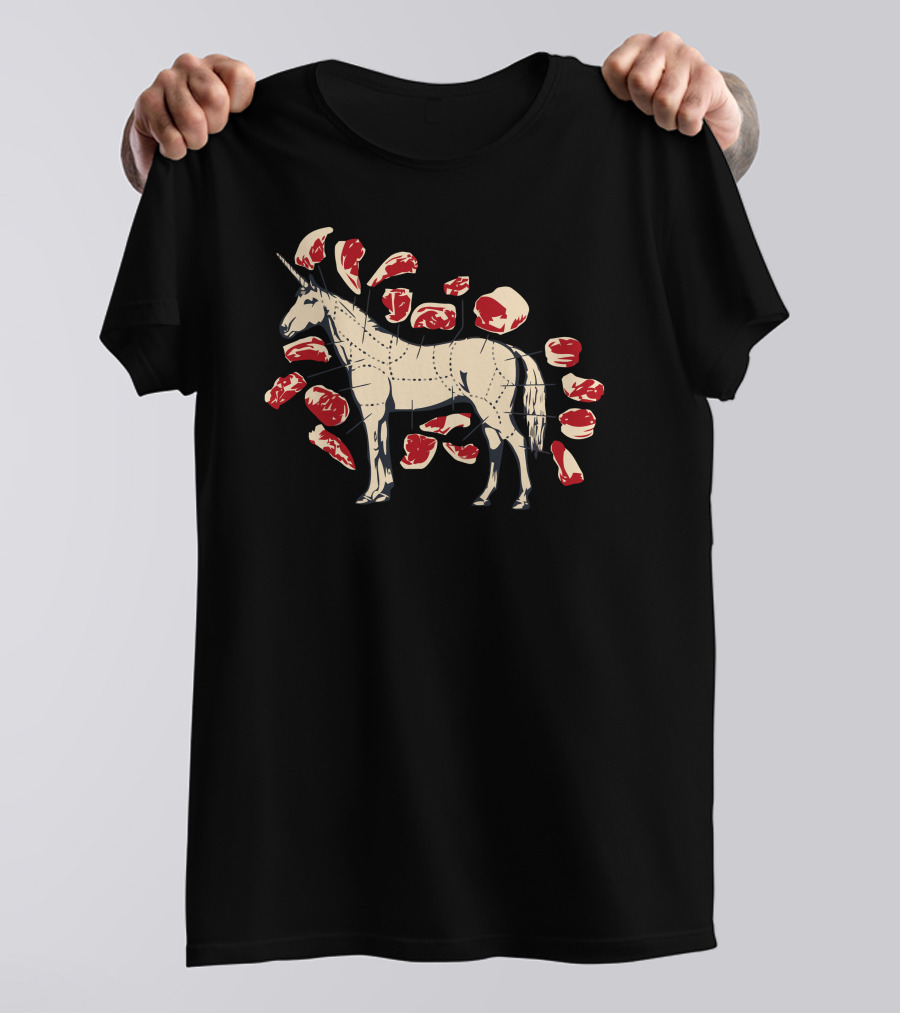 Unicorn Meat Cuts Diagram With Butchered Steak Pieces T-Shirt