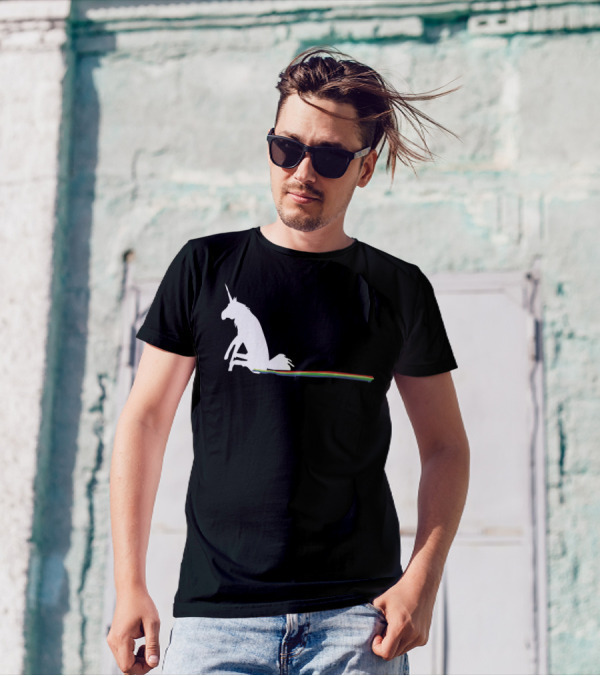Unicorn Leaving A Rainbow Trail While Sitting T-Shirt