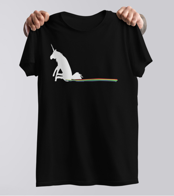 Unicorn Leaving A Rainbow Trail While Sitting T-Shirt