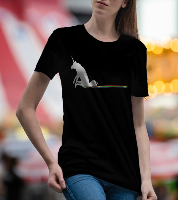Unicorn Leaving A Rainbow Trail While Sitting T-Shirt
