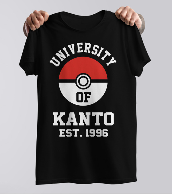 University Of Kanto Est. 1996 Pokeball Badge T-Shirt