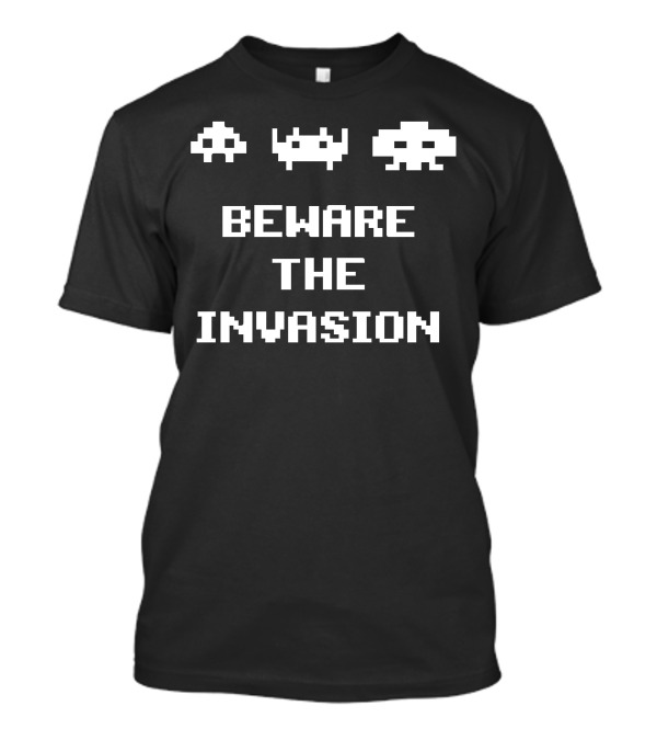 Beware The Invasion Uomo Space Invaders Anni T-Shirt