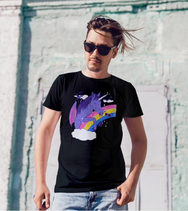 Vampcorn Rainbow Vampire Unicorn With Wings And Cloud Bats T-Shirt