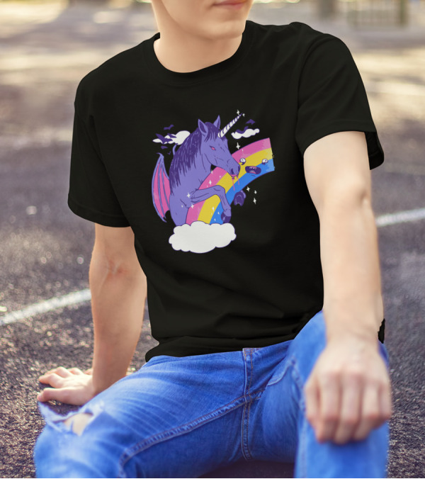 Vampcorn Rainbow Vampire Unicorn With Wings And Cloud Bats T-Shirt