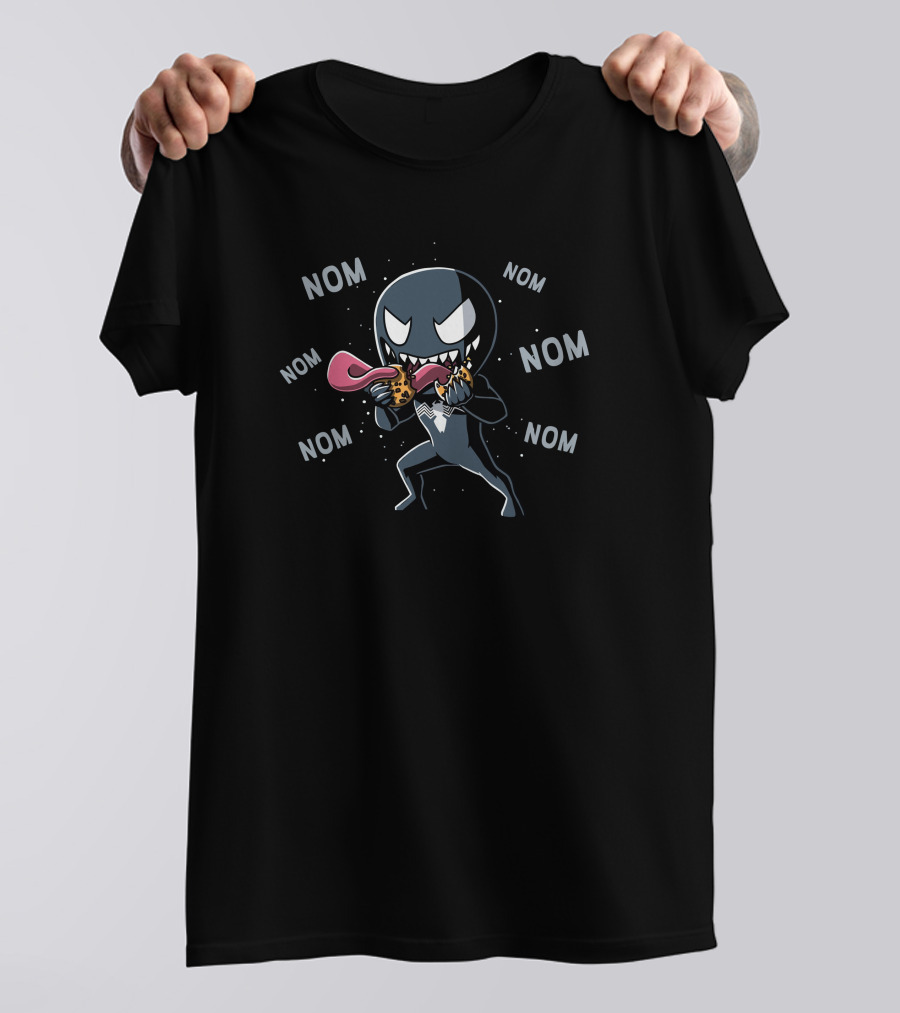 Venom Nom Nom Pizza Eating Character With Tongue Out T-Shirt