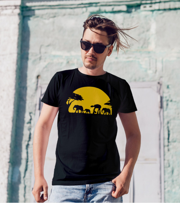 Walker Across African Elephant Safari Sunset T-Shirt