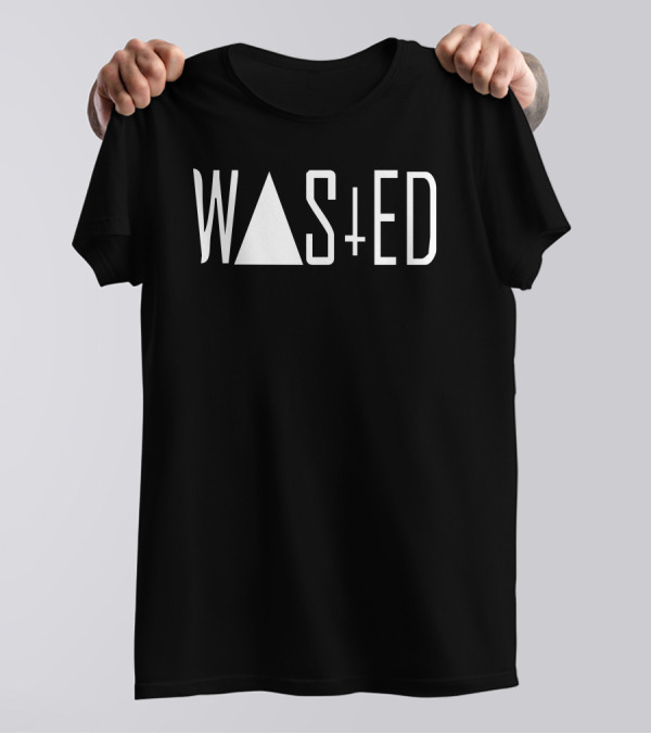 WAS▲ED - Wasted Geometric Triangle And Plus Symbol Typography T-Shirt