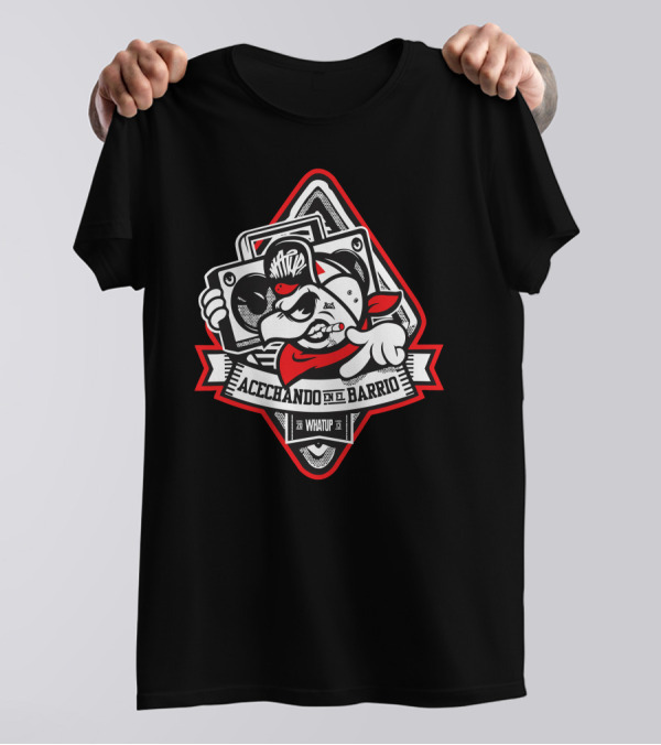 Acechando En El Barrio Watup Boombox Character With Red Bandana T-Shirt