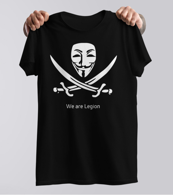 We Are Legion Guy Fawkes Mask Crossed Swords Iconic T-Shirt