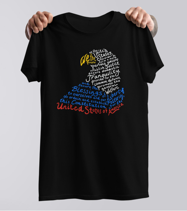 We The People United States Of America Constitution Eagle Typography T-Shirt