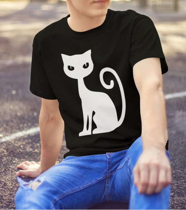 White Cat Silhouette T-Shirt