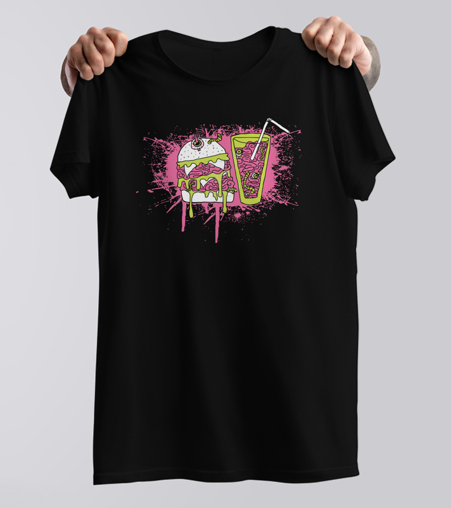 Zombie Burger Brain Splatter Drink Combo T-Shirt