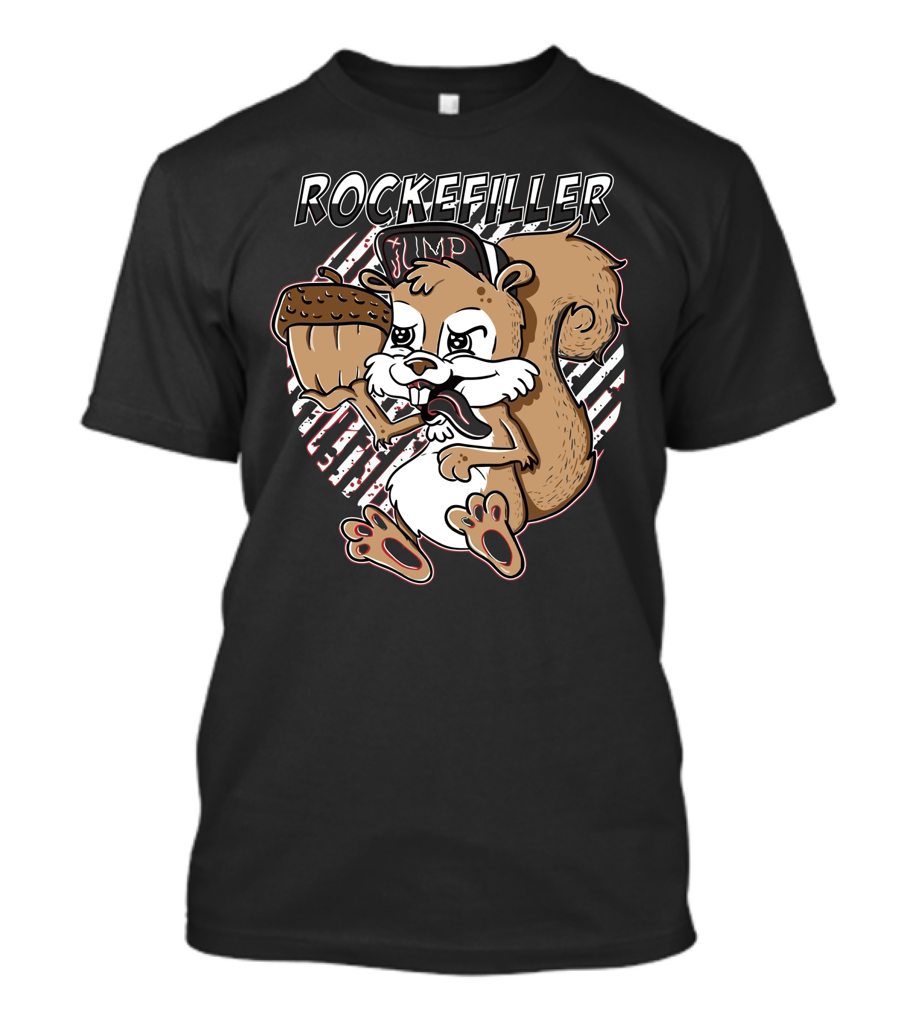 ROCKEFELLER JUMPING SQUIRREL WITH ACORN AND CAP T-Shirt